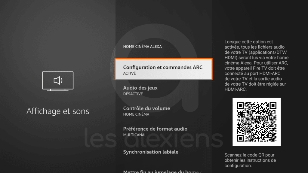 Configuration HDMI-ARC du téléviseur dans Fire TV