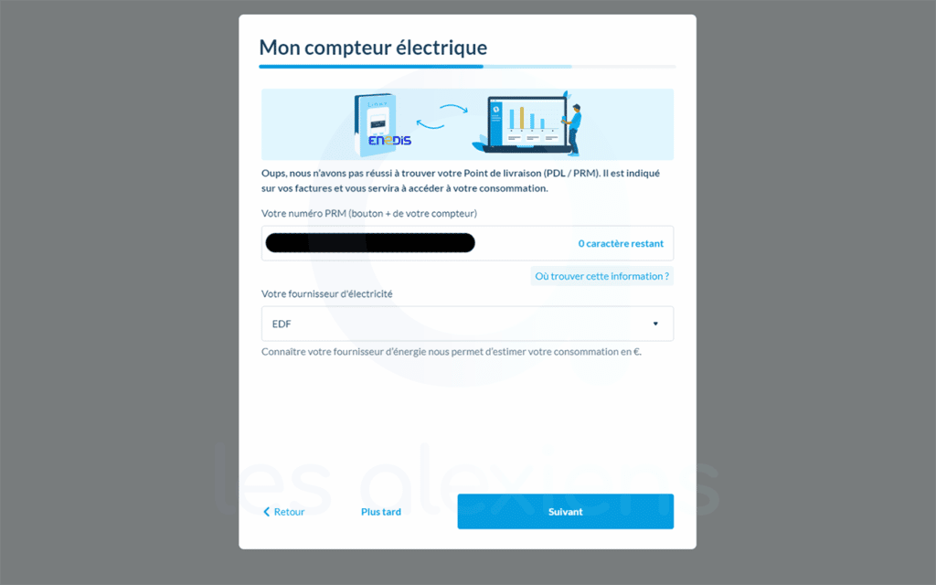 Saisir le numéro de votre compteur Linky