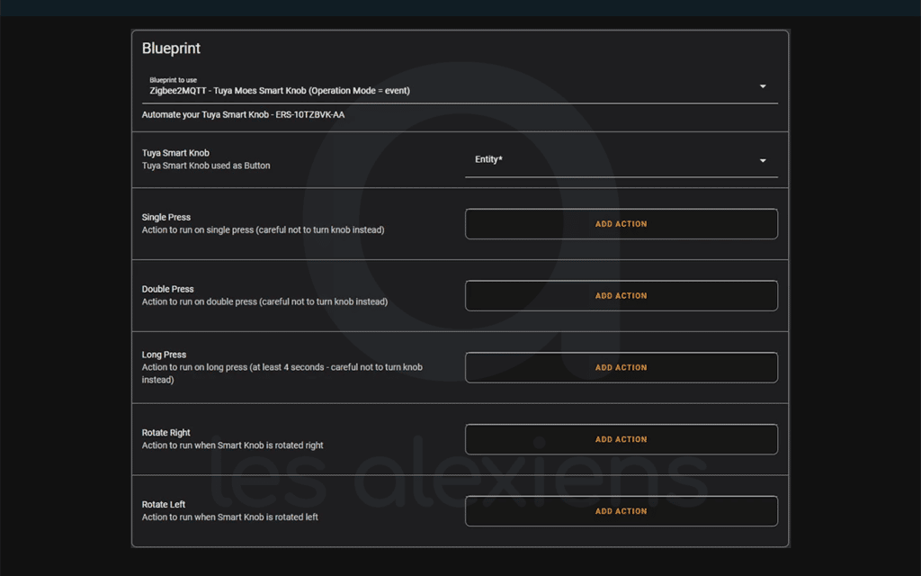 Home Assistant Blueprint pour Moes Smart Knob