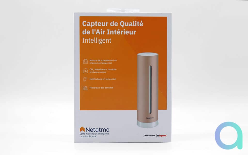 Un packaging orangé pour ce capteur 4 en 1 de Netatmo