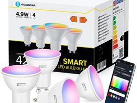 Aigostar Ampoule Connectée Wifi GU10 SL2 4.9W LED Ampoule Connectée Alexa RGB/2700K-6500K Gradable, App Contrôle, Compatible Avec Alexa/Google Home, Ampoule Intelligente Pas Besoin de Hub, 4 PCS
