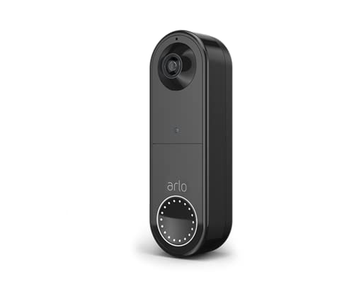 Arlo Vidéo Doorbell Sonnette connectée Wifi Sans fil Caméra HD Audio bidirectionnel, détection mouvement, sirène, vision nocturne, Essai gratuit de 90 jours inclus pour le Arlo Secure, Noire AVD2001B