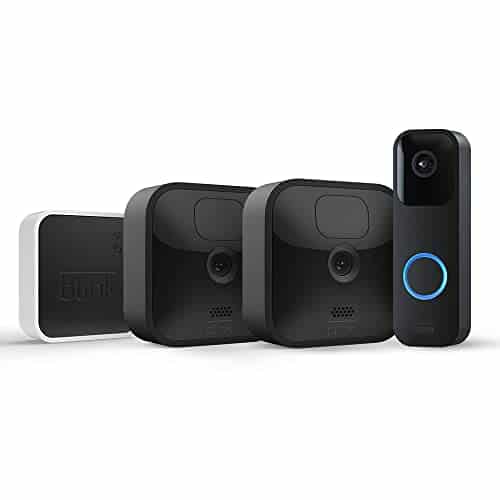 Blink Outdoor, Caméra de surveillance HD sans fil, résistante aux intempéries, Kit 2 caméra + Découvrez Blink Video Doorbell, Audio bidirectionnel, vidéo HD, Alexa intégré