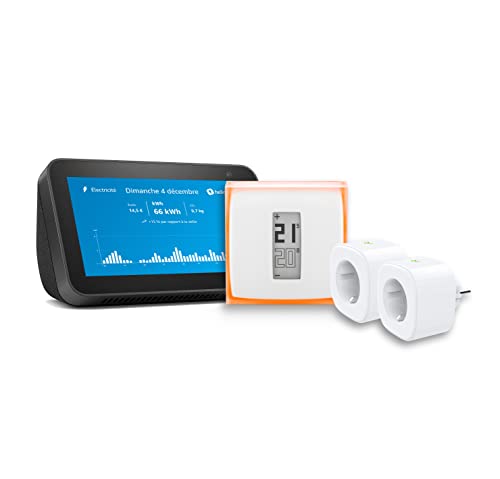 Echo Show 5 (2nd gen, modèle 2021) + Netatmo Thermostat Intelligent + 2 x Prises connectées Meross | Kit Maison connectée – Maîtrisez Votre consommation d’énergie