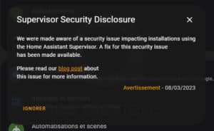 Home Assistant Security Disclosure notification