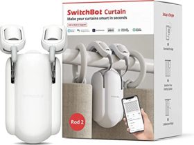 SwitchBot Poussoir de Rideau Intelligent - Interrupteur de Rideau Robot Automatique, Facile à utiliser avec APP Minuterie et Ajoutez SwitchBot Hub Vocal Contrôl(Curtain Rod 2.0, Blanc)