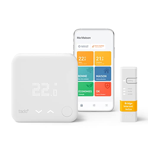 tado° Kit de Démarrage Thermostat Intelligent Filaire V3+ – Thermostat connecté pour chaudière et chauffage au sol – Installation facile – Compatible avec Alexa, Google Assistant et Siri