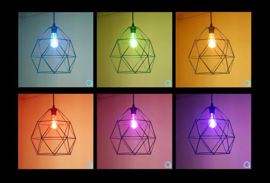 Exemple d'ampoule vintage filaments en couleur