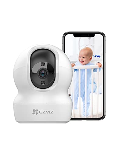EZVIZ CP1 2K Caméra Surveillance WiFi Intérieure, Camera Bébé WiFi 2.4Ghz Pan/Tilt à 360 °, Vision Nocturne Intelligente, Suivi Auto, Audio Bidirectionnel, Mode Veille, H.265, Compatible avec Alexa