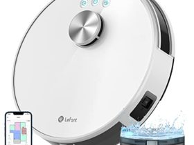 Lefant Robot Aspirateur Laveur 4000Pa, Navigation LiDAR, Cartographie Multi-étage, Zones Virtuelles, Robot Aspirateur 2 en 1 Connecté par Alexa/APP/WiFi, Idéal pour Poils d'animaux Tapis Sols Durs, M1