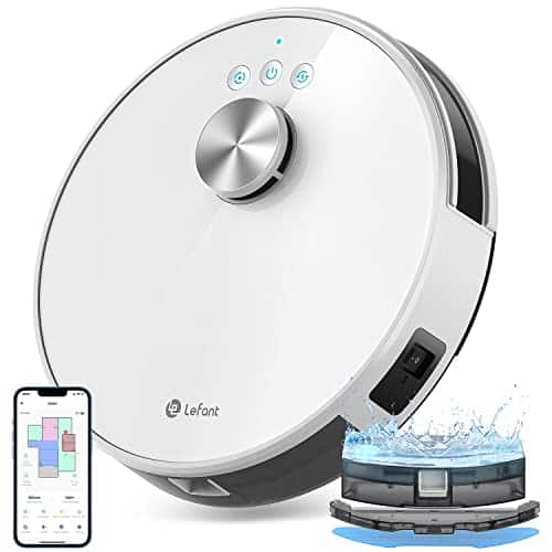 Lefant Robot Aspirateur Laveur 4000Pa, Navigation LiDAR, Cartographie Multi-étage, Zones Virtuelles, Robot Aspirateur 2 en 1 Connecté par Alexa/APP/WiFi, Idéal pour Poils d'animaux Tapis Sols Durs, M1