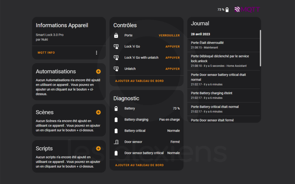 Intégration de la Nuki Smart Lock sur Home Assistant via MQTT