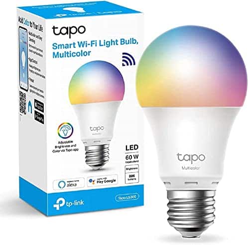 TP-Link Ampoule LED multicolore intelligente WiFi, ampoule E27 compatible avec Alexa et Google Home, 806 lumens, 8,7 W, aucun hub requis, télécommande via l'application Tapo (Tapo L530E)