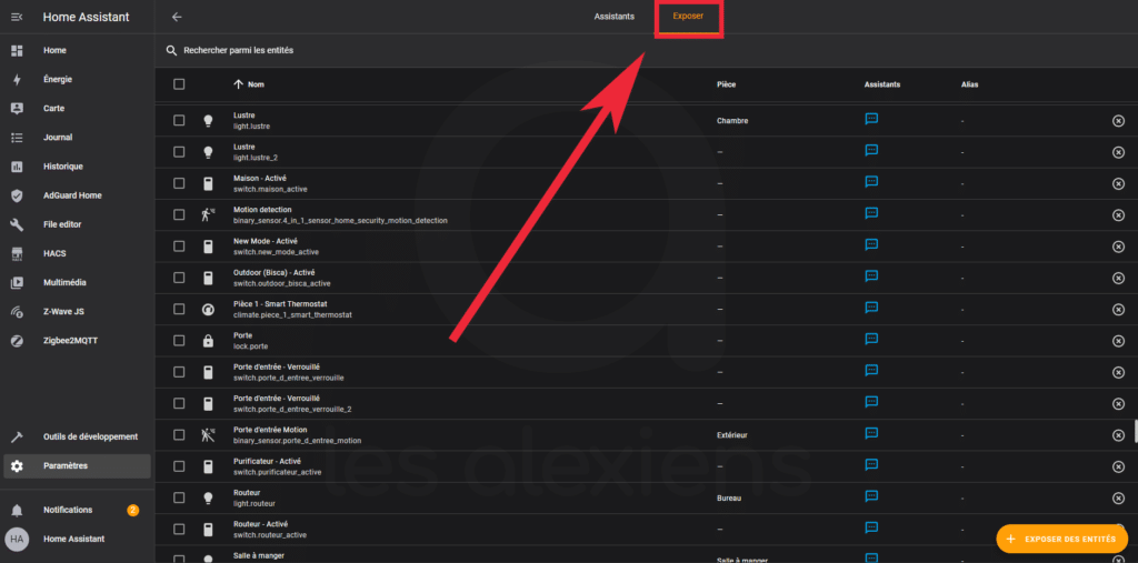Allez dans l'onglet Exposer