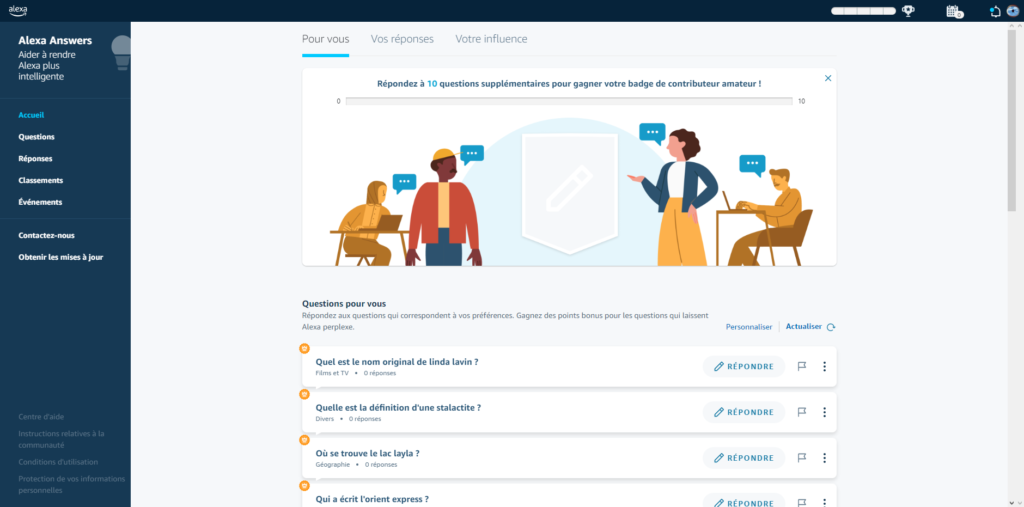 Alexa Answers est disponbile en version française