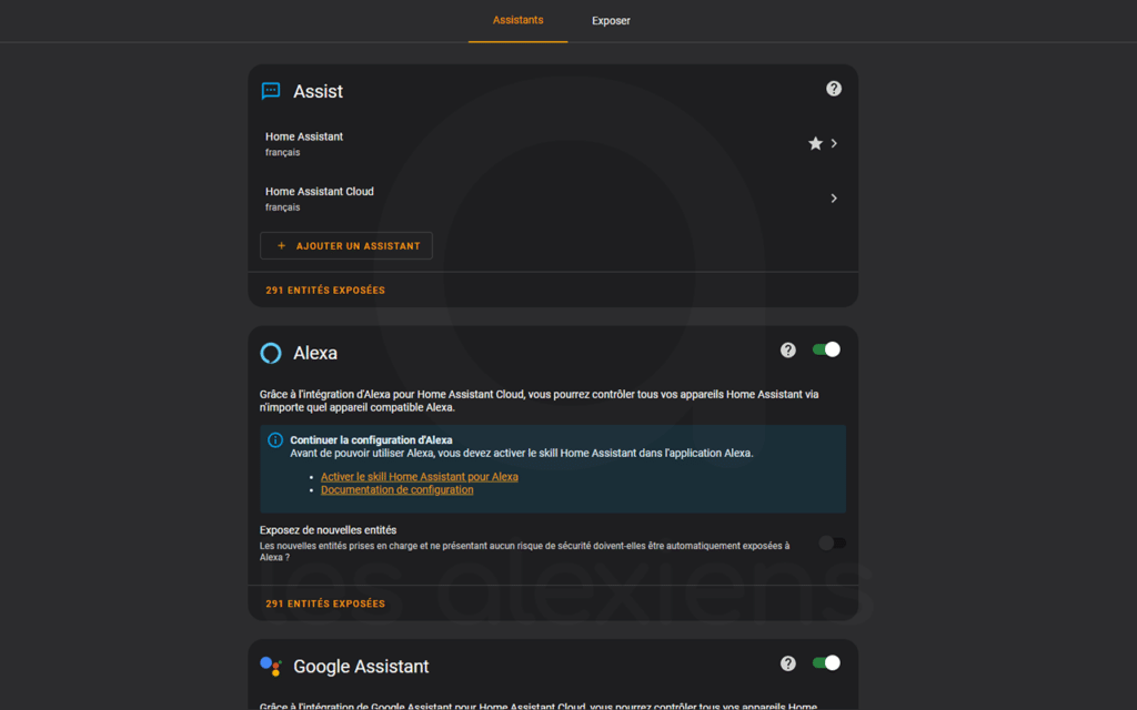 Comment ne pas exposer les entités à Alexa ou Google Home depuis Home Assistant