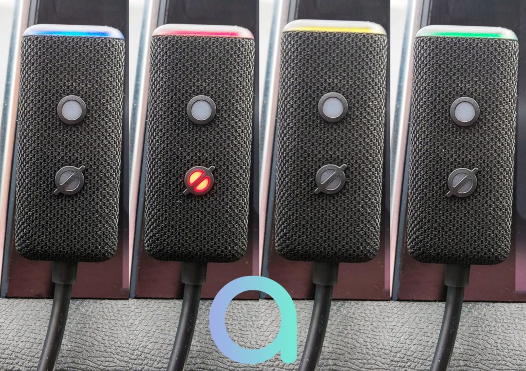 Les différentes couleur de l'anneau des fonctions d'Alexa dans l'Echo Auto 2