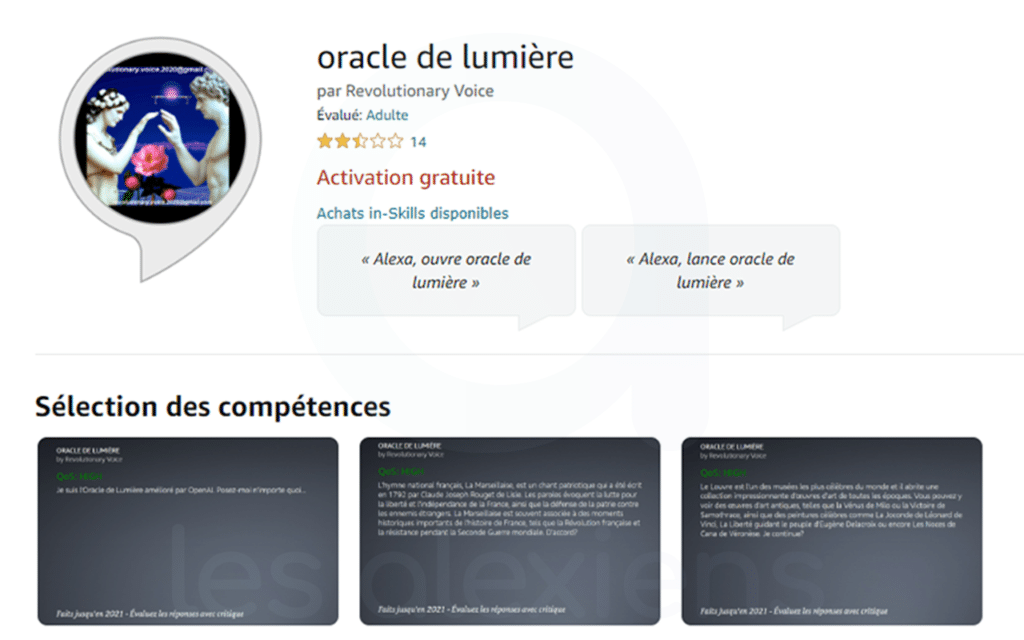 Oracle de lumière, une Skill ChatGPT pour Alexa