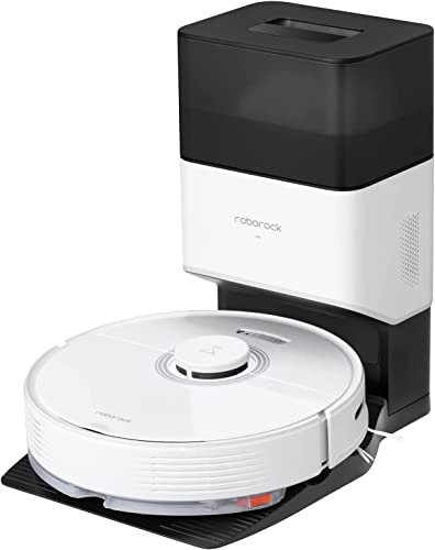 roborock Q7 Max+ Aspirateur Robot Laveur 4200 Pa avec Station de Vidange Automatique 2,5 L Robot Aspirateur à Navigation Lidar Cartographie WiFi/Alexa/APP, Mise à Niveau du S5 Max (Blanc)