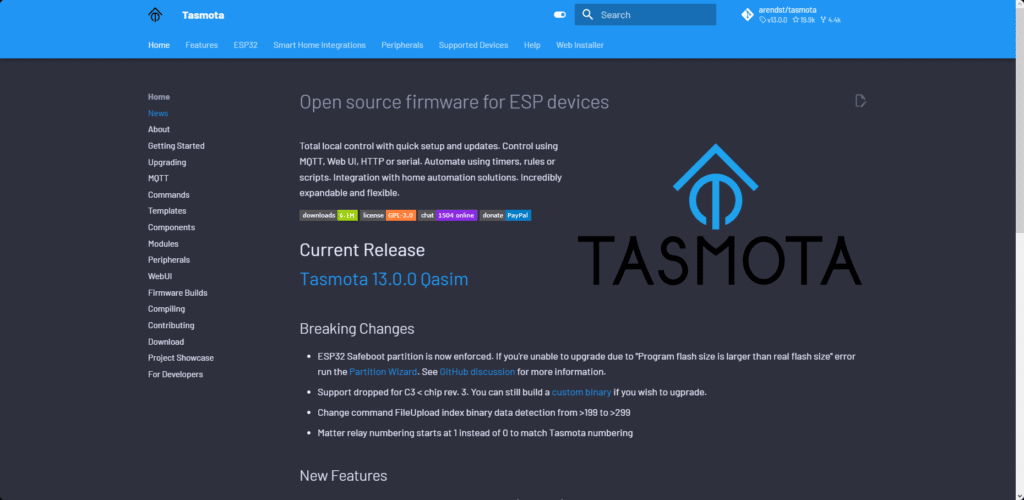 Tasmota version 13.0.0 Qasim est compatible Matter