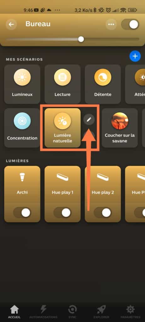 Scenario Lumière naturelle de Philips Hue