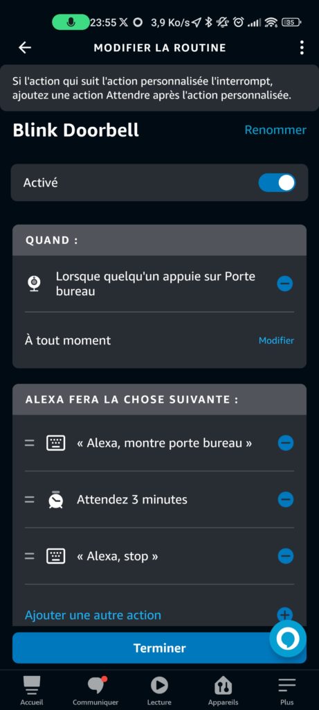 Plusieurs commandes personnalisées séparées dans une routine Alexa