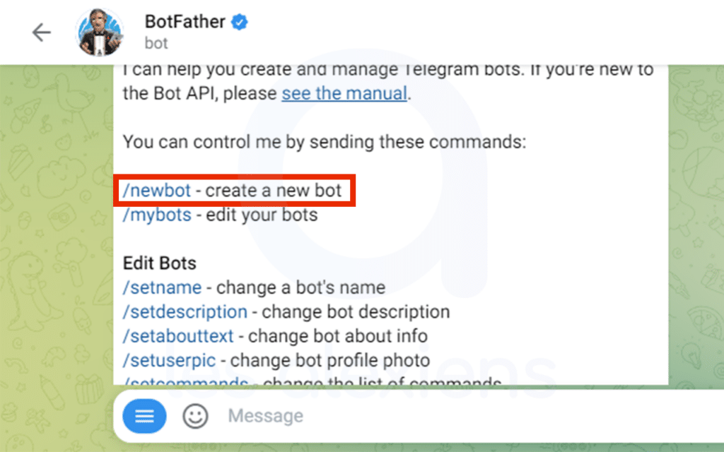 Créer un bot Telegram du nom de votre instance Home Assistant