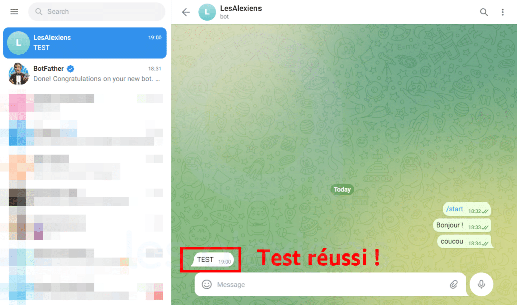 Test du bot Telegram