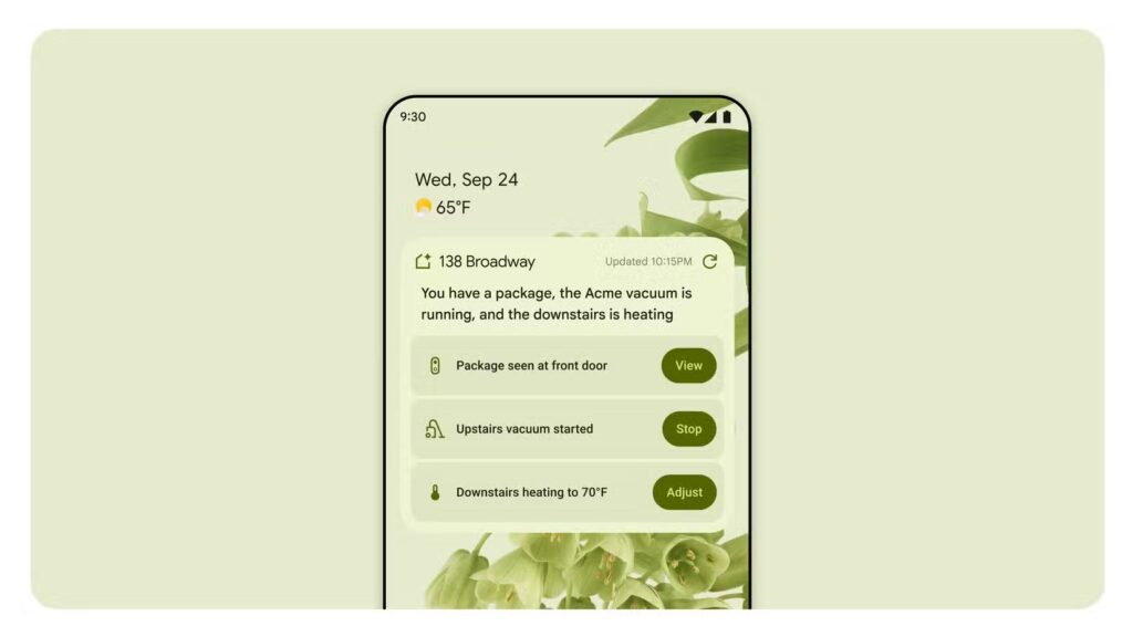 Un nouveau "Home Summary Widget" propulsé par Gemini