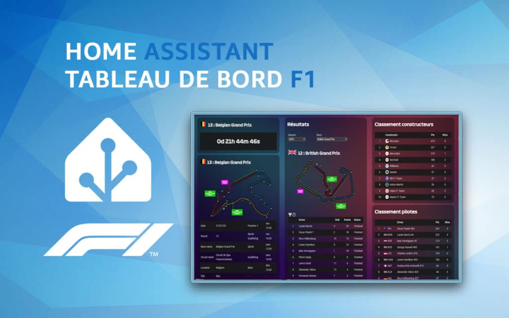 Découvrez comment intégrer les données et résultats de la F1 pour afficher les résultats directement sur votre tableau de bord domotique Home Assistant.