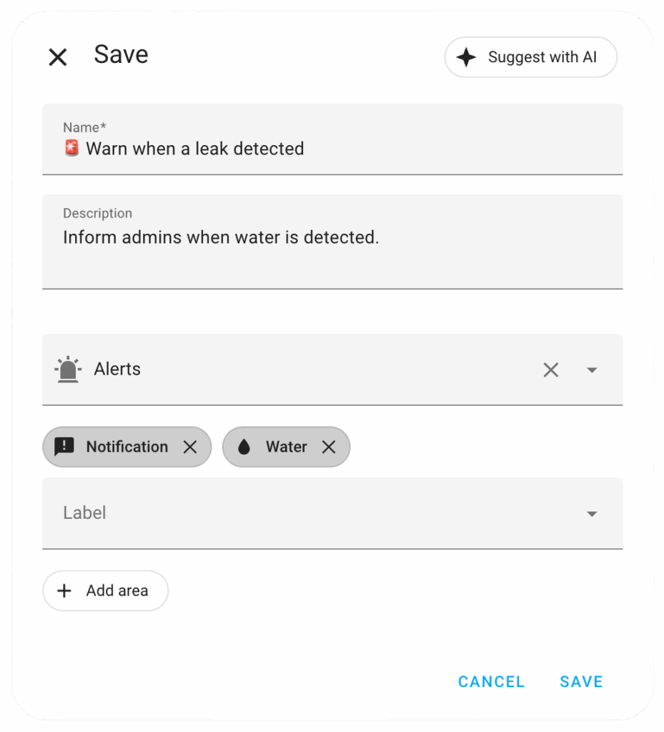 AI Suggest dans les automatisation Home Assistant 2025.8
